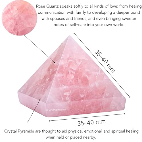 Image of Certified Rose Quartz Pyramid - 1.5 inch Inch Crystal Pyramid for Positive Energy, Vastu, Reiki, Feng Shui and Chakra Healing Energy Balancing