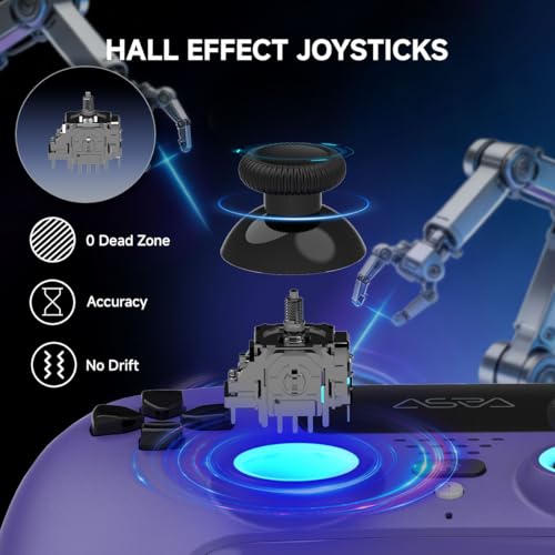 Image of ASRVA Purple Wireless Pro Controller for PS5, Hall Effect Joystick No Drift, 4 Back Paddles, Macro, Gyro, 1000mAh, RGB, Compatible with PS5 /Pro /Slim /PC /iOS /Android