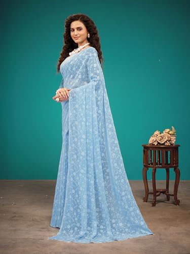 Image of Garden Vareli Viscose Brasso Floral Print Saree