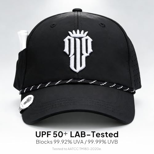 Image of NJF Golf Hat Men - Breathable Mens Golf Hats, Adjustable Rope Hook and Loop Style Cap, Convenient Cap with Tee Holder