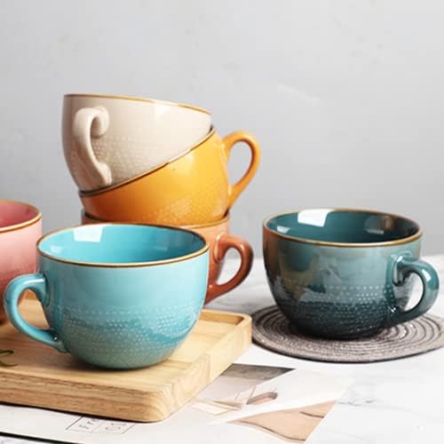 Disoza Duży kubek ceramiczny, 700 ml, z uchem, XXL do kawy, herbaty, musli, zupy, kubek do kawy, miska, porcelana, filiżanka do kawy, miska na zupę z uchwytem