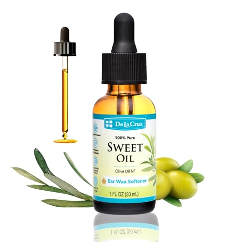 de la cruz ear wax remover and earwax softener 100 pure sweet oil for ears gentle and natural ear oil - 1 fl oz