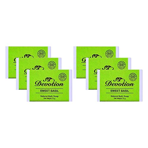 Image of Devotion | SWEET BASIL Natural Bath Soap | Pack of 6 | 75g Each | Gentle & Refreshing | For All Skin Types
