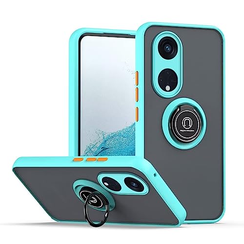 JIAFEI Case for Oppo Reno 8T 4G (Reno8T) Phone Case Shockproof Silicone Protection Cover Translucent Frosted PC/TPU with 360 Rotatable Magnetic Ring Kickstand - Sky Blue