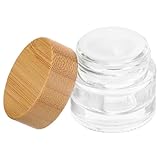 HEALEEP Tarro de Vidrio con Tapa de Madera para Cosméticos, Frasco Rellenable para Crema y Loción, Pequeño y Portátil, Adecuado para Viajes y Almacenamiento Seguro