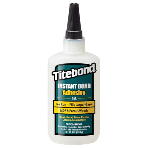 Image of Titebond Instant Bond Gel CA Super Glue - Ethyl Cyanoacrylate Adhesive for Wood, MDF, Odd-Shaped Surfaces & Cabinetry, 20-30 Second Set - 4 Oz. 6232
