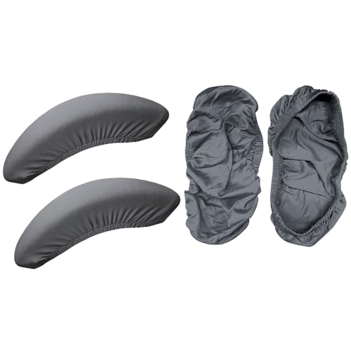 Image of HOKIPO 'SereneSolids' 140 GSM Armrest Covers for Office Chair (Elastic Style), 1 Pair, Grey (AR-5933-GRY)