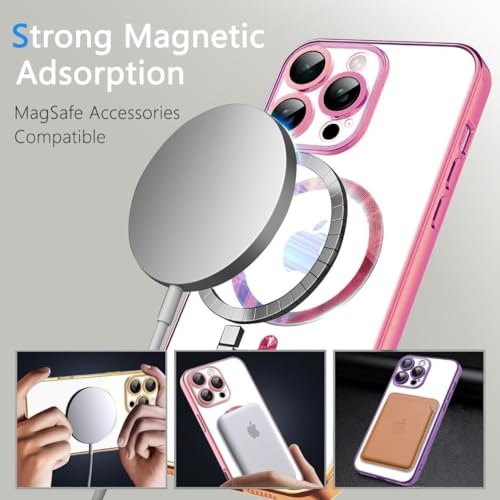 Image of MILLION CASES Back Cover Case for iPhone 15 Pro Shockproof Protective Mag-Safe Plating Camera Protection Case for Men & Boys (Pink)