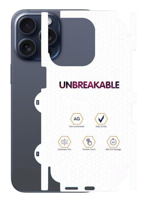 A3sprime Back Skin Guard Protector for iPhone 15 Pro Max |9H Surface Hardness Unbreakable Soft Transparent Back Skin Protector| - Pack of 1 Piece (Colour - Transparent) (B0CJMH8MPW) Amazon Price History, Amazon Price Tracker