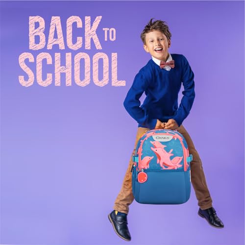 Image of Safari Genius Dolphin 23L Kids Printed Backpack, 2 Compartments, Bottle Holder, Front Pocket, School Bag for Boys and Girls, Bag for Kids, Hidden Pocket