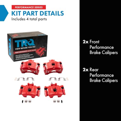 Image of TRQ Performance Front and Rear Brake Caliper Set Coated Brackets Compatible with 2011-2014 Chrysler 200 2007-2010 Sebring 2008-2014 Dodge Avenger 2007-2012 Caliber 2007-2017 Jeep Compass Patriot
