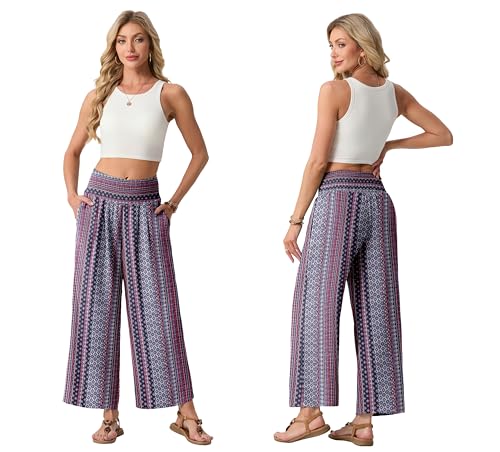 Lepunuo Womens Wide Leg Palazzo Pants High Waist Linen Boho Pant Flowy Spring Summer 2026 Beach Vacation Casual Trousers with Pockets Size XX-Large — view 2