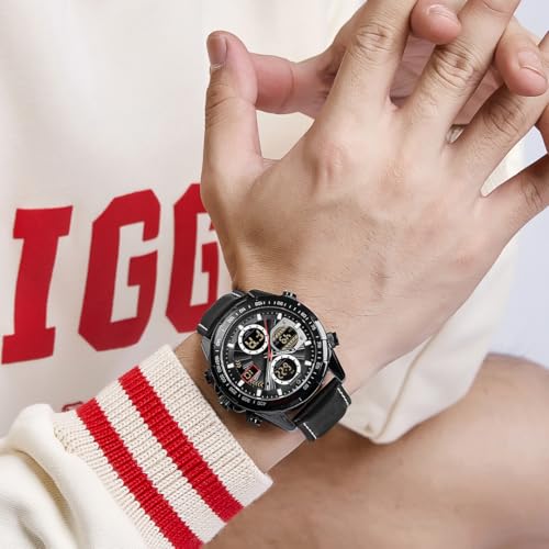 Image of Carlington Nitro Analog-Digital Men's Premium Leather Strap Wrist Watch | Quartz Movement | Water & Shock Resistant Watch for Men | Casual & Formal Wear - CT 9197
