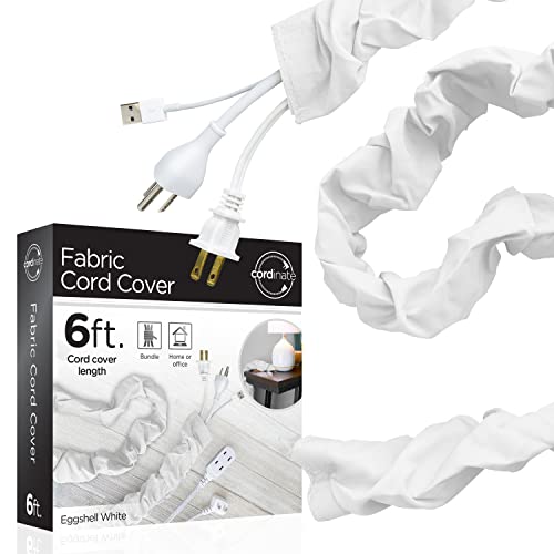 Cordinate Fabric Cord Cover, 6 ft, Hides Cables, Great for Lamps, Light Fixtures, and Desks, Cable...