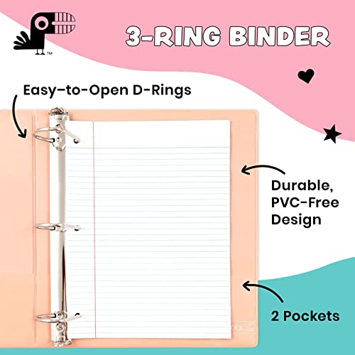 Yoobi 2 Inch Binder Set – 3-Ring Binders With 2 Pockets – Perfect For School Or Office – Holds Up To 500 Sheets – 4 Pack – Solid Multicolor Variety #TOP1