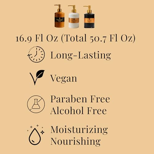 Savon De Royal Luxury Pack of 3 Liquid Hand Soap, Jasmine/Musk Vanilla/Vanilla Orange Bathroom Soap Hand Wash Refillable Bottle Gift 50.7 Fl Oz by Savon De Royal - Image 6