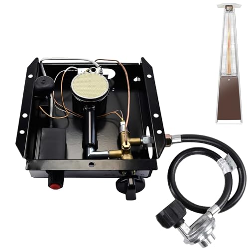 Patio Heaters Glass Tube Burner Module Replacement 47 000 BTU SGT Pattern Burner Replacement Parts with Regulator Valve Assembly Kit for Pyramid Square Glass Tube Patio Heater (7 Bolt Hole)