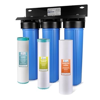 iSpring Whole House Water Filter System, Reduces Sediment, Iron, Hydrogen Sulfide, PFAS, Lead, Chlorine, Chloramine, Manganese, 3-Stage Whole House Water Filtration System, Model: WGB32B-MKS