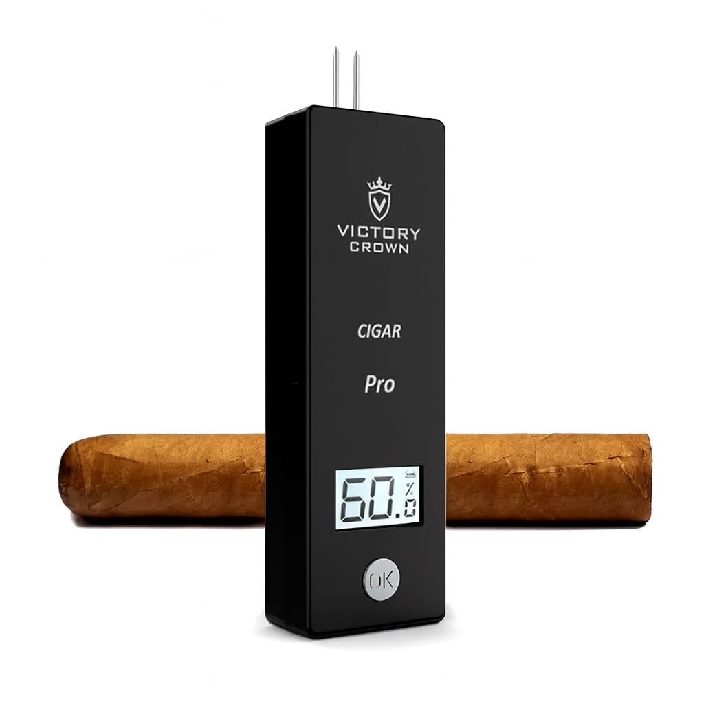 Digital Cigar Humidity Meter Portable Electric Moisture Guage Tester Reader Humidor Hygrometer Needle LCD Display Smoking Tobacco Accessories Perfect Gifts for Men