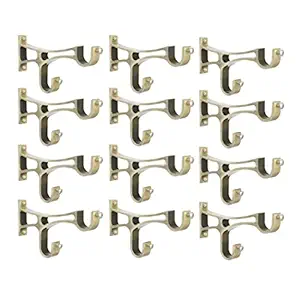 ZAPEX Stylish Antique Finish Double Curtain Support for Bracket Parda Holder Window Rod Support Fittings (Brass Color, Pack 12)