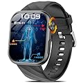 Smartwatch Uomo con ECG/Acido Urico/HRV/Pressione Sanguigna/Sonno/BMI/Temperatura Corporea/Cardiofrequenzimetro,1,97"AMOLED Orologio Fitness con Chiamate, Pulsante SOS (Nero)