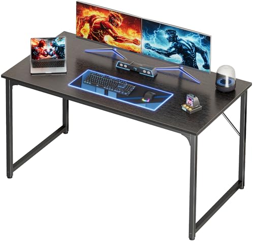 Image of PRAISUN 47 X 24 Inch Computer Desk with Deeper Desktop, Gaming Office Writing Work Desk for Home Office, Study, Bedroom, Work from Home, Metal Frame, Black