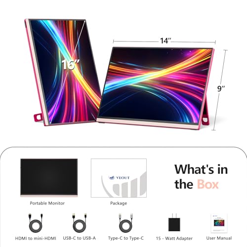 undefined Veout V1Pro 16-inch 2.5K 144Hz Portable Gaming Monitor in 4 Colors, HDR IPS with FreeSync, USB-C & Mini HDMI for Laptop/Mac/PS5/Xbox/Switch - Travel Second Screen の商品画像 8