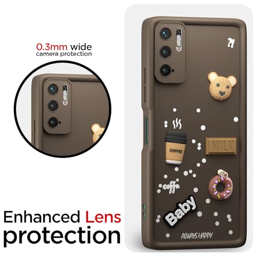 Image of Pikkme Back Cover for Xiaomi Redmi Note 10T 5G | Cute Fun Cartoon 3D Bear Silicone Full Body Protection Bumper Case (Brown)