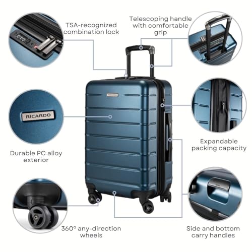 Image of Ricardo Beverly Hills Cambria Hardside Luggage | Stylish Suitcase with Wheels for Effortless Travel, Expandable and Secure TSA-Locked Packing, 2-Piece Set (20 inch, 24 inch, 29 inch)