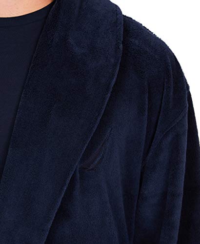 Nautica Mens Nautica Men's Long Sleeve Cozy Soft Plush Shawl Collar Bathrobe, Navy, One Size Us #TOP2