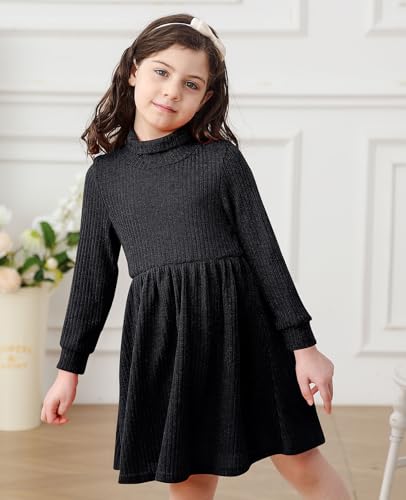Vieille Toddler Baby Girls Fall Clothes Soft Knit Turtleneck Sweater Dress Long Sleeve Winter Outfits 2-6 Years3