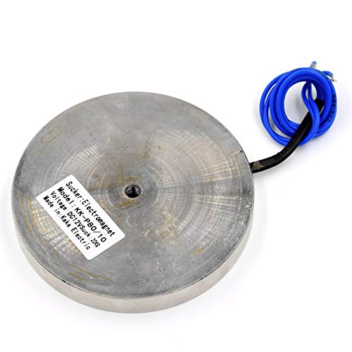 DC 12V 600N 132LB/60Kg Suction Holding sucker round electric Magnet Solenoid lifting cylinder Electromagnet 80 x 10mm - Thumbnail 2