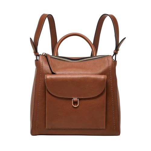 Fossil Bolsa feminina Parker de couro conversível para mulheres, Marrom, Small