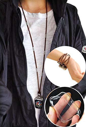 Useetech Genuine Brown Leather Bands Compatible With Apple Watch 40Mm Series 5 4 Smartwatch Necklace Replacement With Protective Case For Iwatch #TOP1