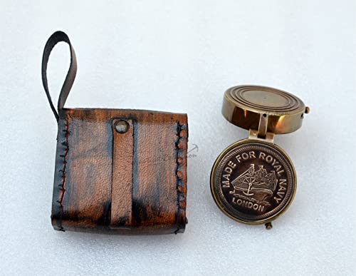 Brújula NAUTICAL COLLECTION con estuche de cuero hecho a mano miniatura 3