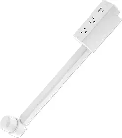 Expansor de tomada flexível, extensor de tomada de corrente compacto e extensível, com base giratória de 180° para mesa de cabeceira, mesa atrás do sofá