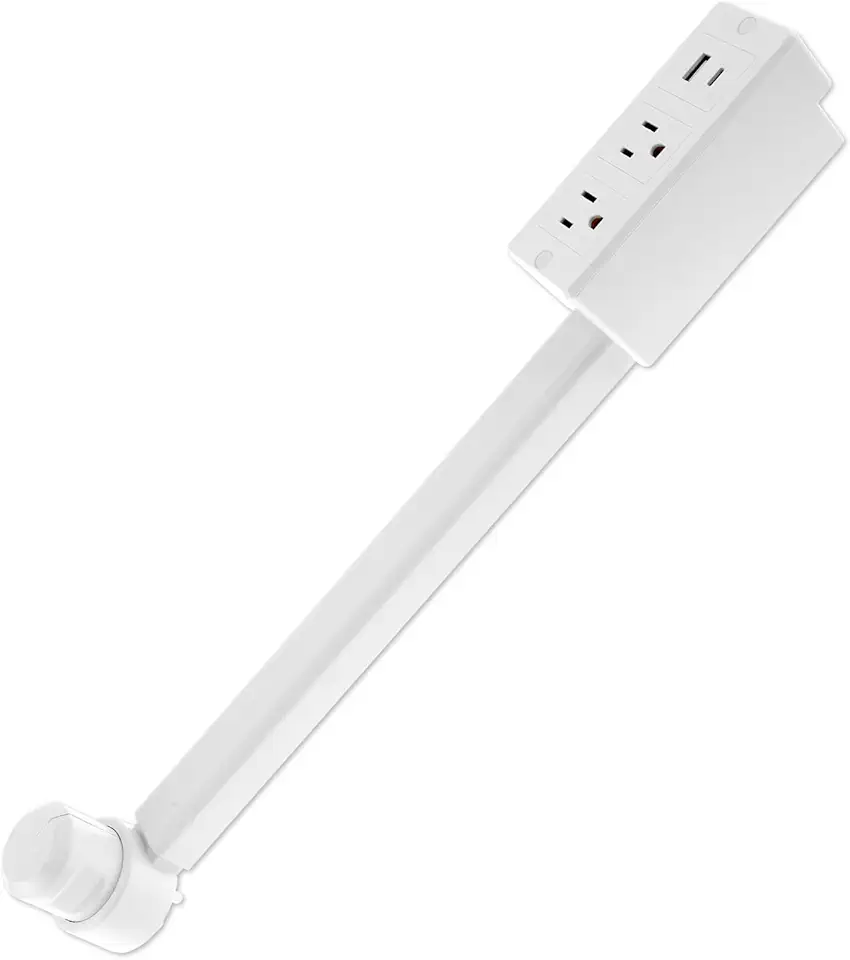 Expansor de tomada flexível, extensor de tomada de corrente compacto e extensível, com base giratória de 180° para mesa de cabeceira, mesa atrás do sofá