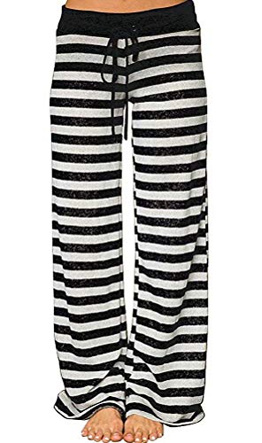 Image of Elsofer Women's Pajama Lounge Pants Floral Print Comfy Casual Stretch Palazzo Drawstring Pj Bottoms Pants Wide Leg