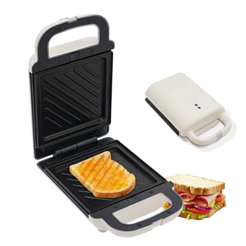 JAYGOVAN Mini Sandwich Maker with Non-Stick Plates 600W Electric Sandwich Compact & Easy to Store Maker Makes Sandwiches, Paninis, Grilled Cheese, Desserts, Quick Results, Easy Clean up (White)