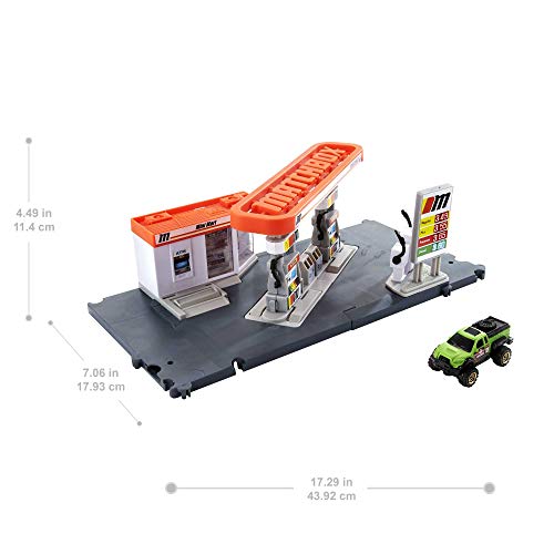 image for Matchbox Toy Cars Playset, Action Drivers Fuel Station & 1:64 Scale To
