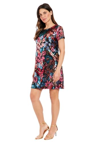London Times Women's Sequin T-Shirt Dress2