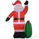 HOMCOM Papá Noel Inflable y Regalo Santa Claus Hinchable con 3 Luces LED e Inflador Eléctrico Decoración Navideña para Exteriores Interiores 148x85x240 cm Rojo y Verde