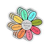 (3Pcs) Whatever Things are True Honorable Just Pure Lovely Admirable Praiseworthy Virtue Sticker Inspirational Bible Verse Philippians 4:8 Jesus Vinyl Decal for Tumbler Laptop Book Phone - Size 3x3