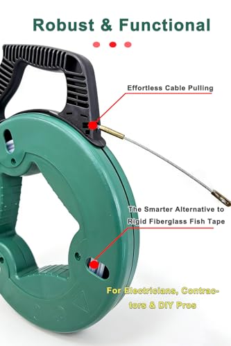 YANBORUI 115 ft Fish Tape Wire Puller for Electric or Wire Puller Steel Wire Fishing Tools for Walls and Electrical Conduit 【35m*4mm】