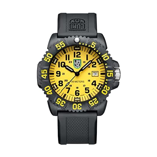 Luminox G Kollektion Sea Lion X2.2055.1 Herrenuhr 44mm - Taucheruhr mit Datumsanzeige schwarzes Gehäuse/Armband/Ziffern gelbes Zifferblatt 100m wasserdicht