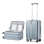 Hanke 20 Inch Carry On Luggage with Wheels Top Open PC Hardshell Suitcases, Aluminum Frame Rolling Travel Luggage for Women Men(Grey)