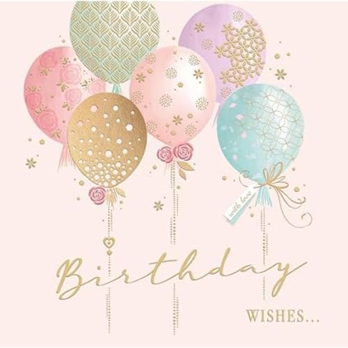 Piccadilly Greetings Modern Luxury Birthday Card Pastel balloons - 160 mm sq