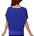 VIISHOW Women's Loose Casual Short Sleeve Chiffon Top T-Shirt Blouse Blue XL