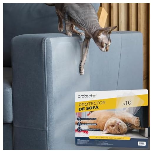 PROTECTO Protector Sofa Gatos Arañazo y Repelente Gatos Sofa | Fundas de Sofa Anti Gatos de 40x30 cm 10 Pack | Protector Muebles Gatos y Rascador Sofa Gatos Esquina - Diseño Elegante y Adhesivo Firme