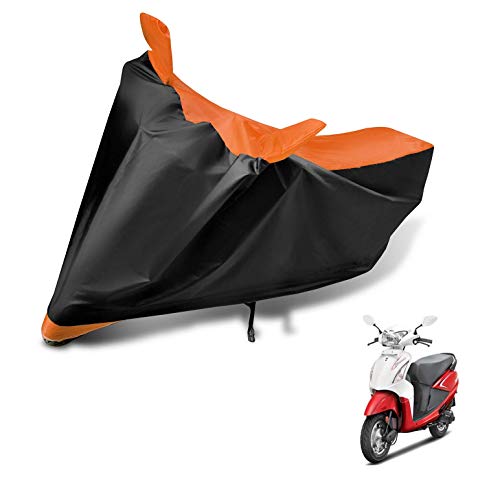 Image of Auto Hub Scooty Cover Compatible with Hero Pleasure with Mirror Pocket, Dustproof, Heat Resistant, Triple Stitched, Pleasure Scooty Cover- Black, Orange